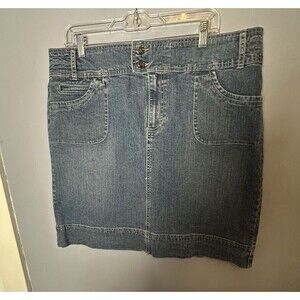 Vintage Code Blue Y2K Khaki Short Denim Jean Skirt size 14